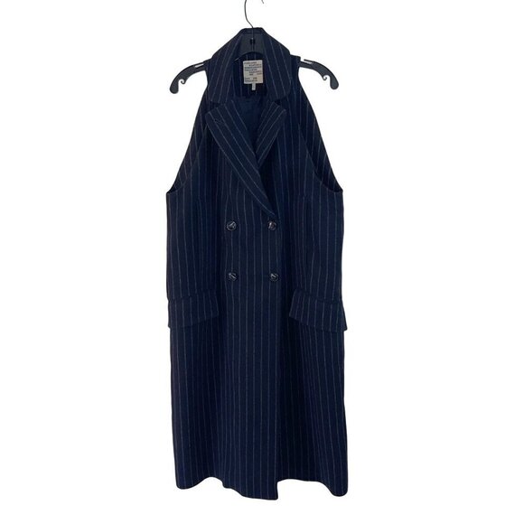 Baum Und Pferdgarten Womens Coat Size Small Blue Pinstripe Pockets Darla Wool